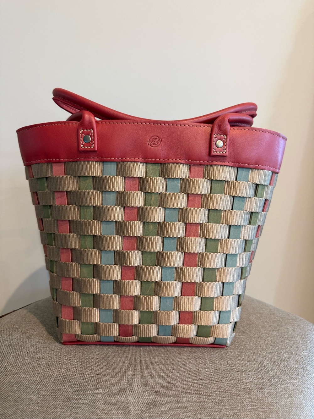 Longaberger TO GO MOTHER'S DAY BASKET Tote Purse Pink Leather Trim Floral Blooms
